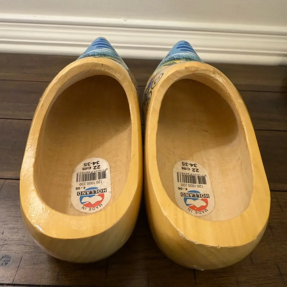 Holland Wooden Clogs with Windmill Design